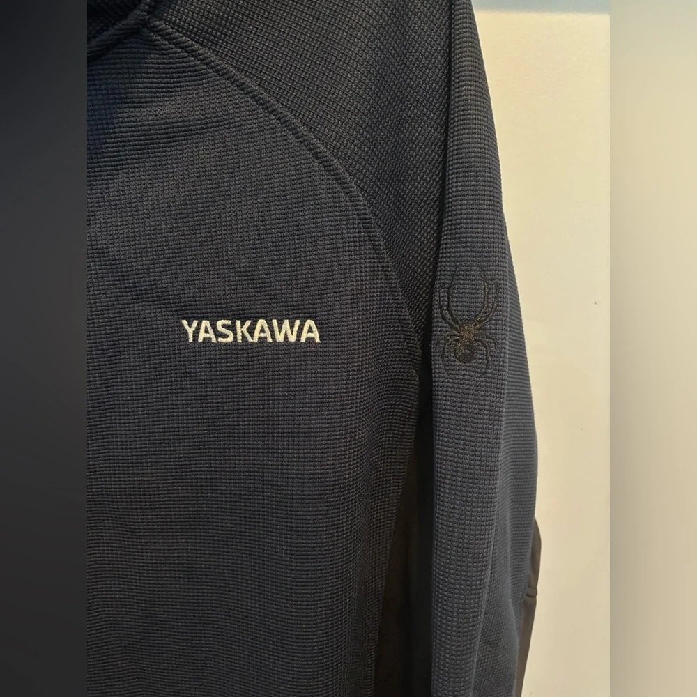 Spyder Men's‎ 1/4 Zip Pullover Black/Blue Yaskawa Logo